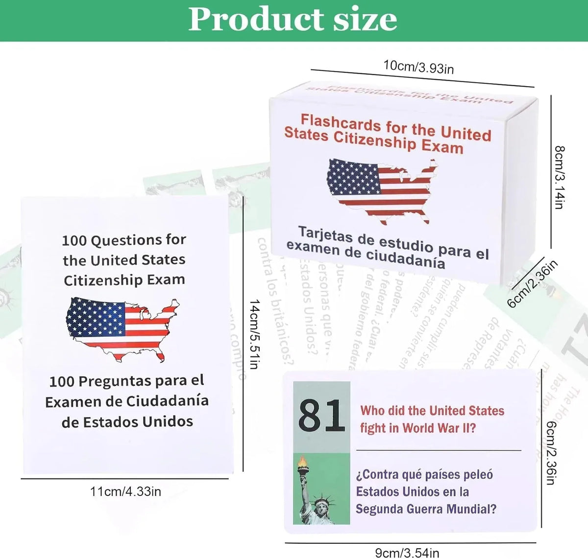 U.S. Citizenship Test Flash Cards English & Spanish
