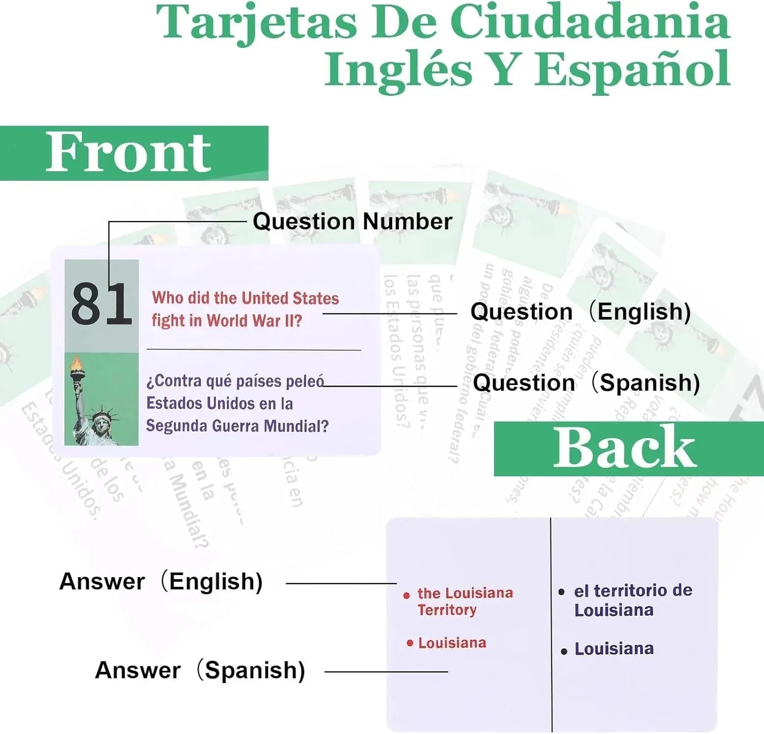 U.S. Citizenship Test Flash Cards English & Spanish