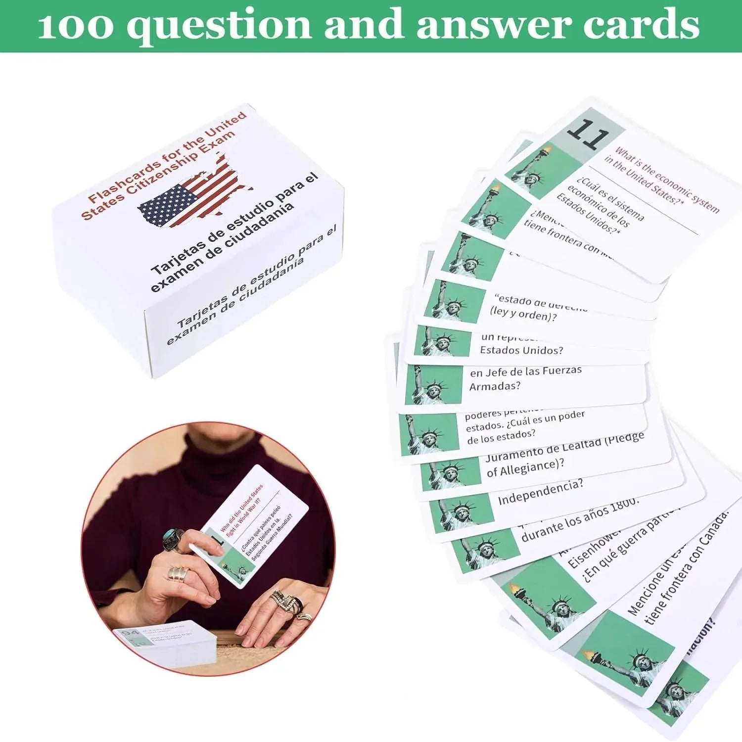 U.S. Citizenship Test Flash Cards English & Spanish