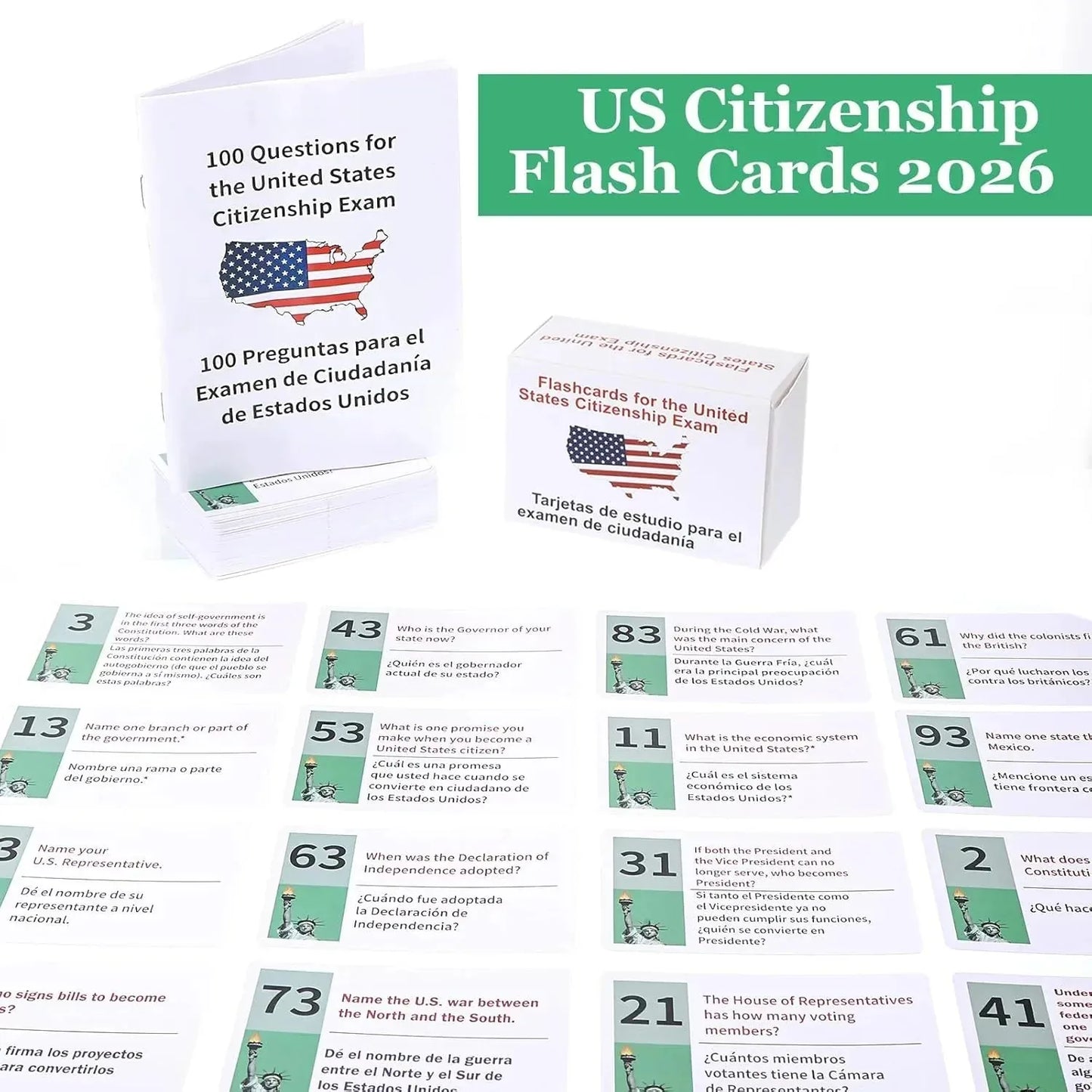 U.S. Citizenship Test Flash Cards English & Spanish