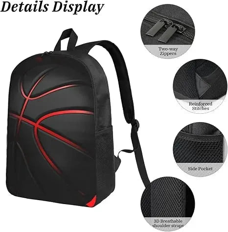 Basketball Print 3-in-1 Backpack Picnic Bag Pencil Case Set
