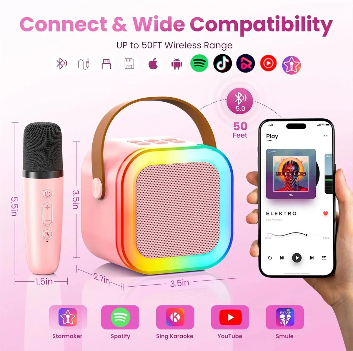 Portable Bluetooth Mini Karaoke Microphone Singing Speaker