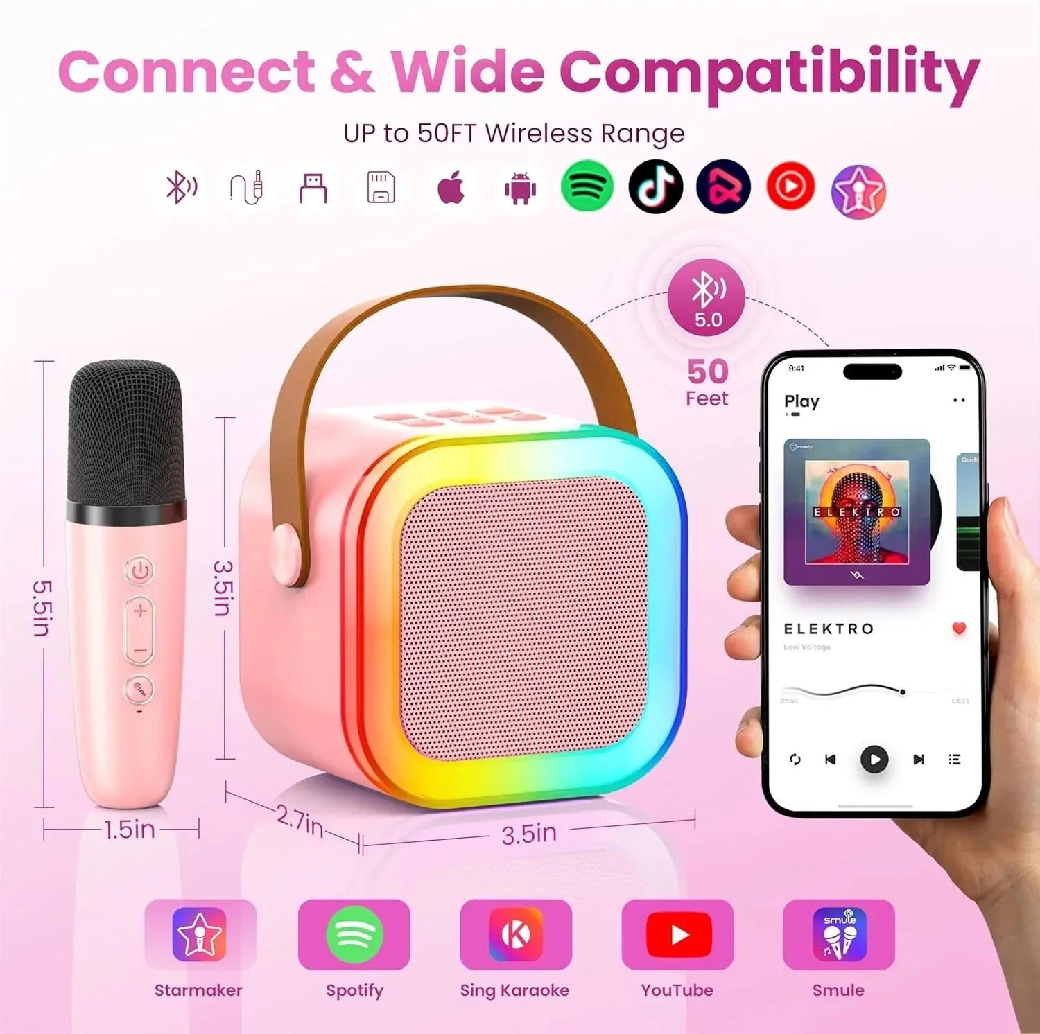 Portable Bluetooth Mini Karaoke Microphone Singing Speaker