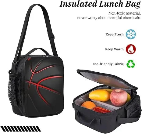 Basketball Print 3-in-1 Backpack Picnic Bag Pencil Case Set