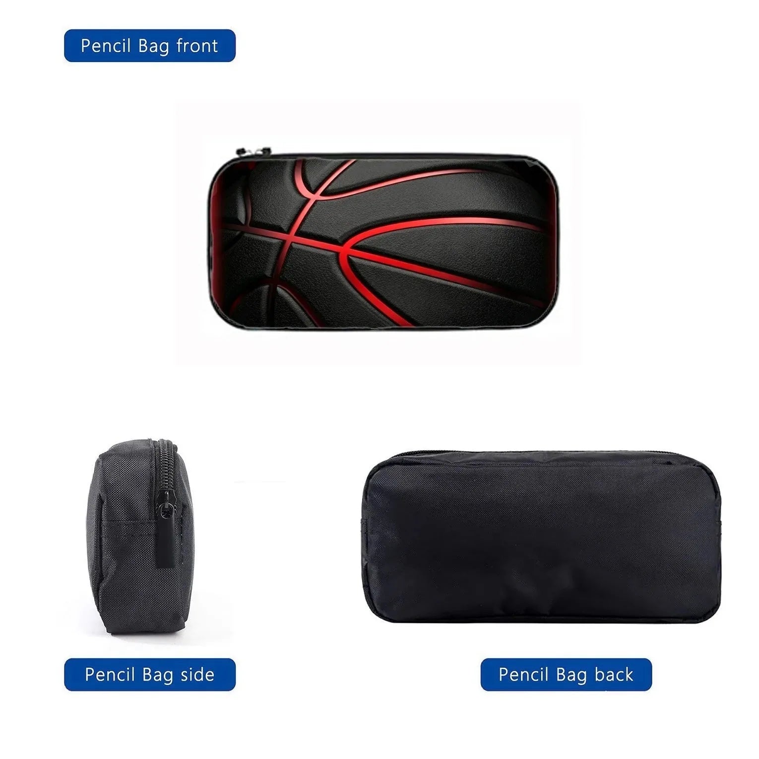 Basketball Print 3-in-1 Backpack Picnic Bag Pencil Case Set