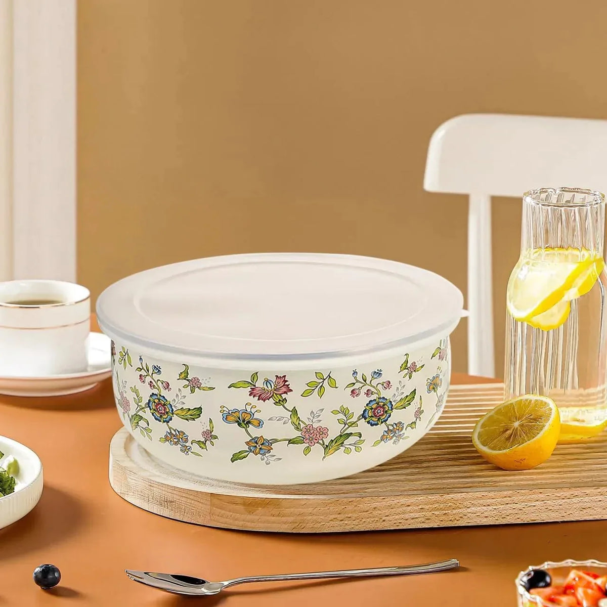 5-Piece Enamel Mixing Bowl Set with Lids