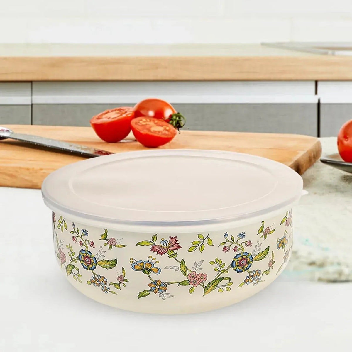 5-Piece Enamel Mixing Bowl Set with Lids