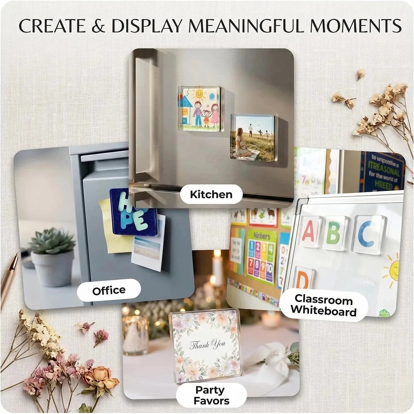 Clear Acrylic Magnetic Fridge Photo Frames