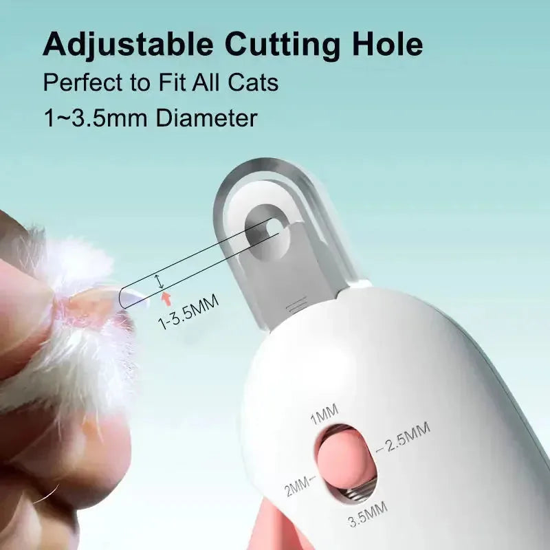 Cat Nail Clippers with Adjustable Aperture, Safe Cat Nail Trimmer with Circular Cut Hole