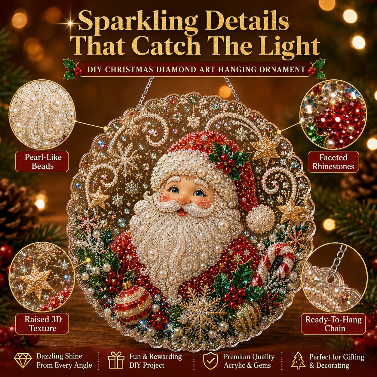 Christmas Pearl Diamond Art Hanging Ornament Kit - image 2