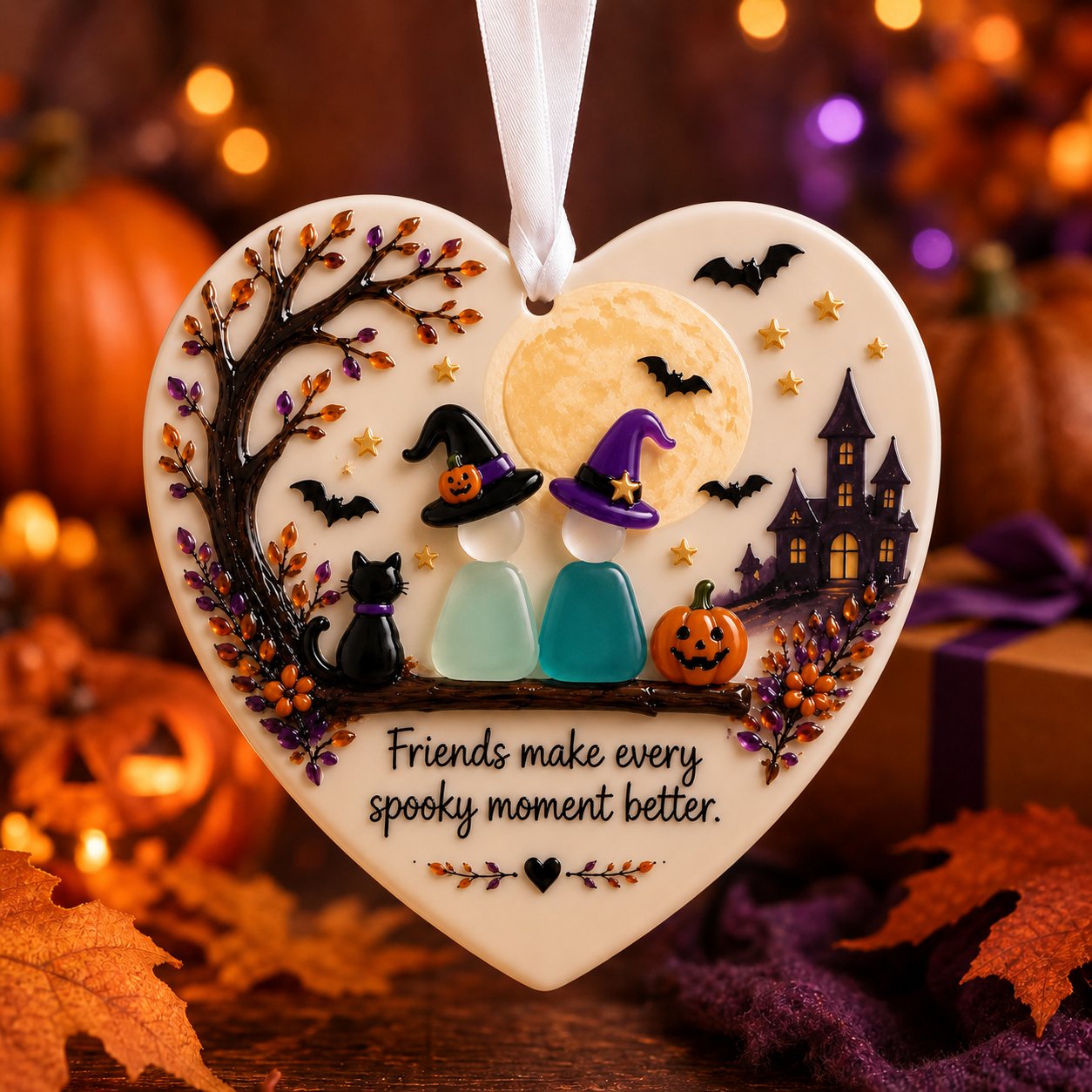 Halloween Friendship Pumpkin Ceramic Ornament – product image 3