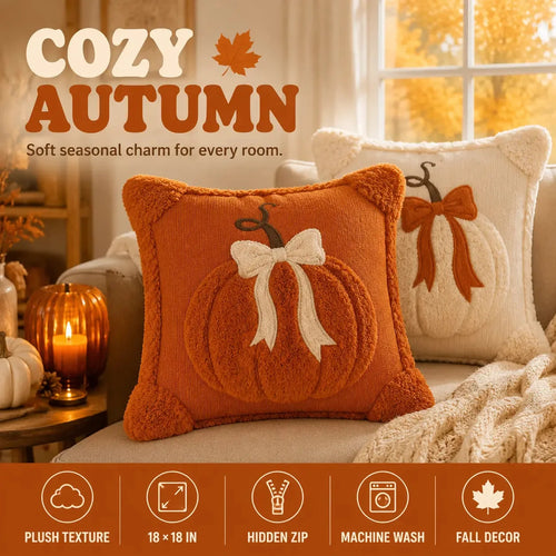 Embroidered Bow Holiday Pillow Covers – Set of 2