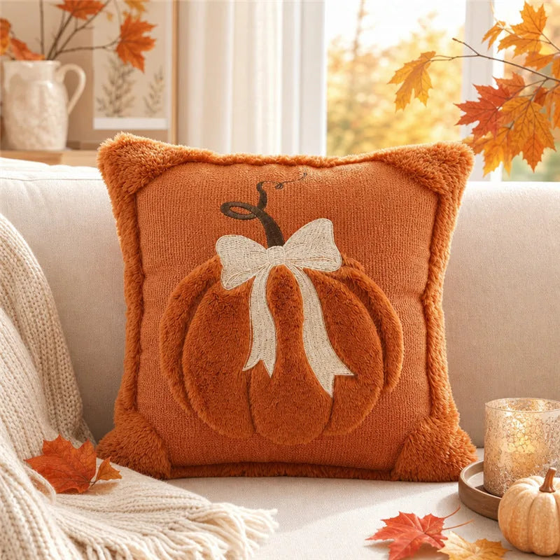 Embroidered Bow Holiday Pillow Covers – Set of 2