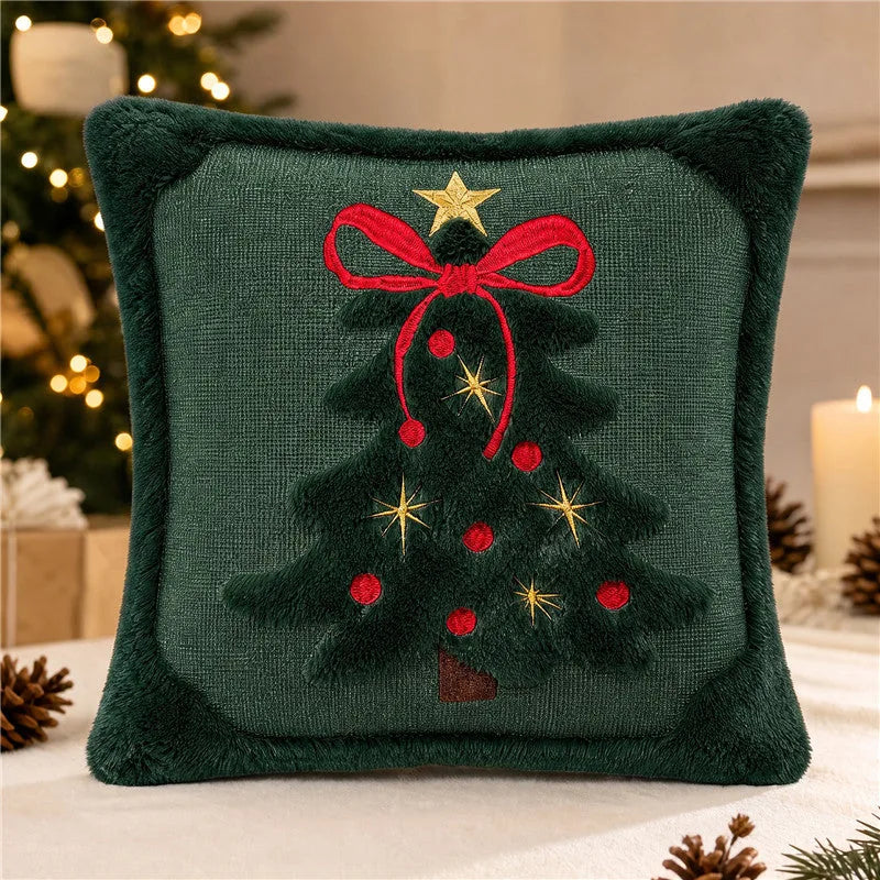 Embroidered Bow Holiday Pillow Covers – Set of 2