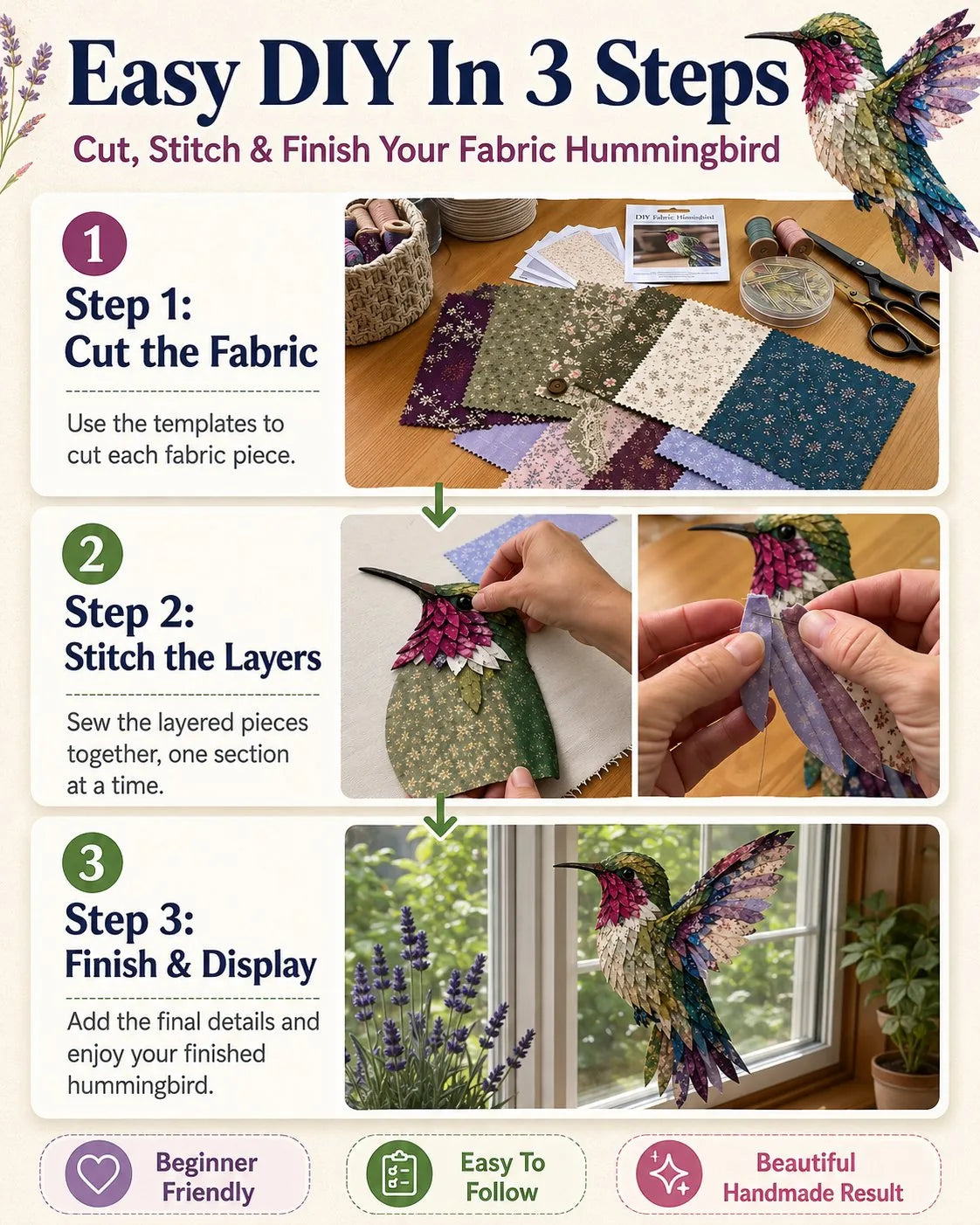 DIY Patchwork Bird Hanging Ornament Kit – product image 2