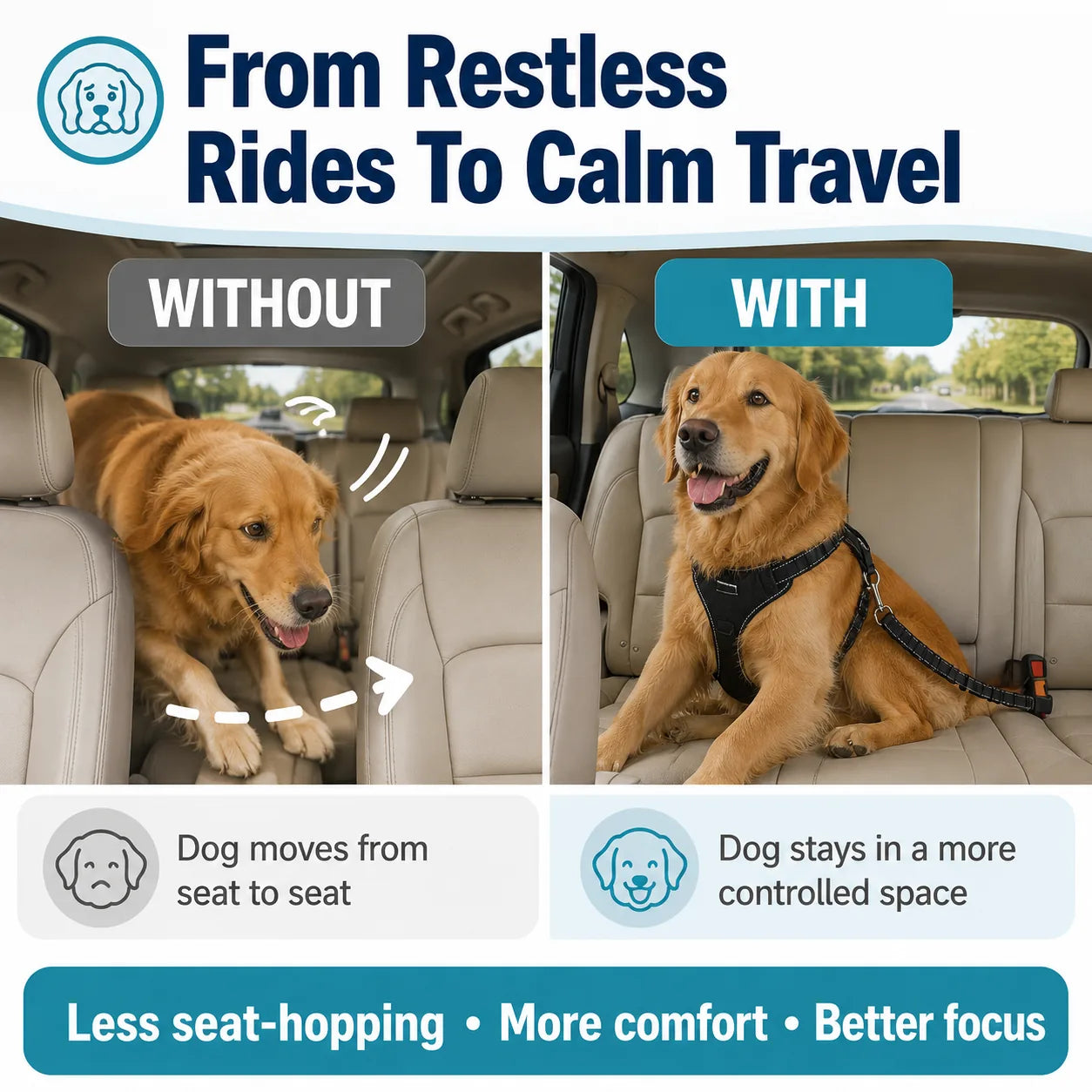 Adjustable Dog Car Seat Belt with Locking Clip – product image 6