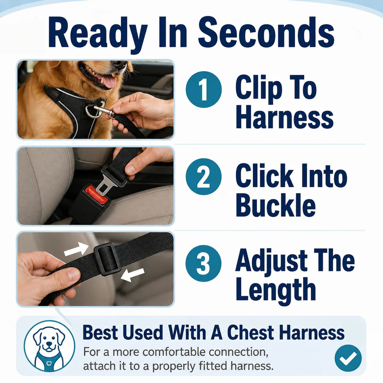 Adjustable Dog Car Seat Belt with Locking Clip – product image 7
