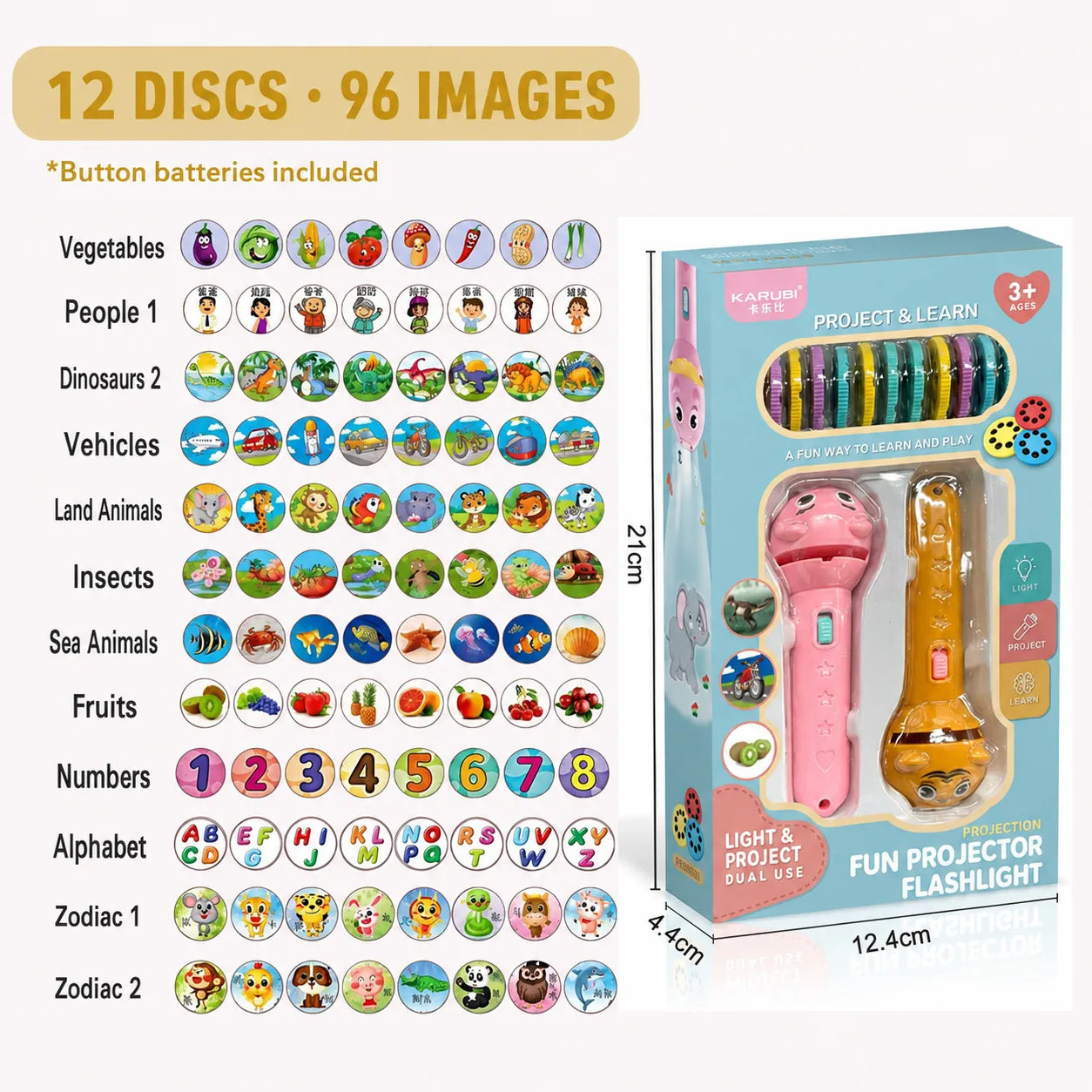 Kids Story Projection Flashlight Set – 96 Images