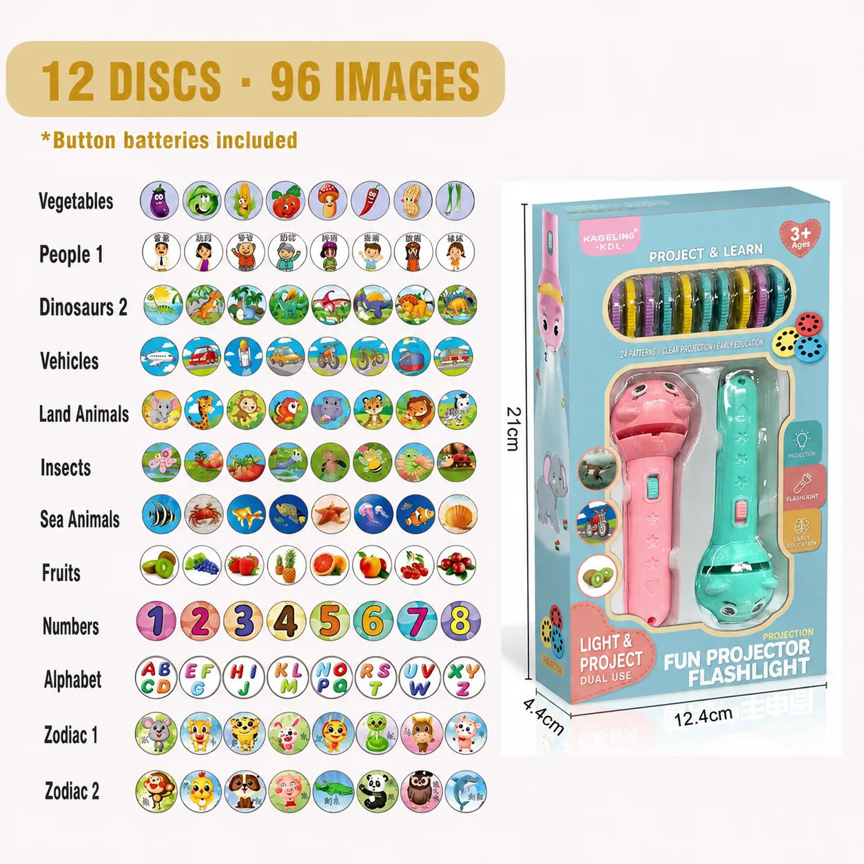 Kids Story Projection Flashlight Set – 96 Images