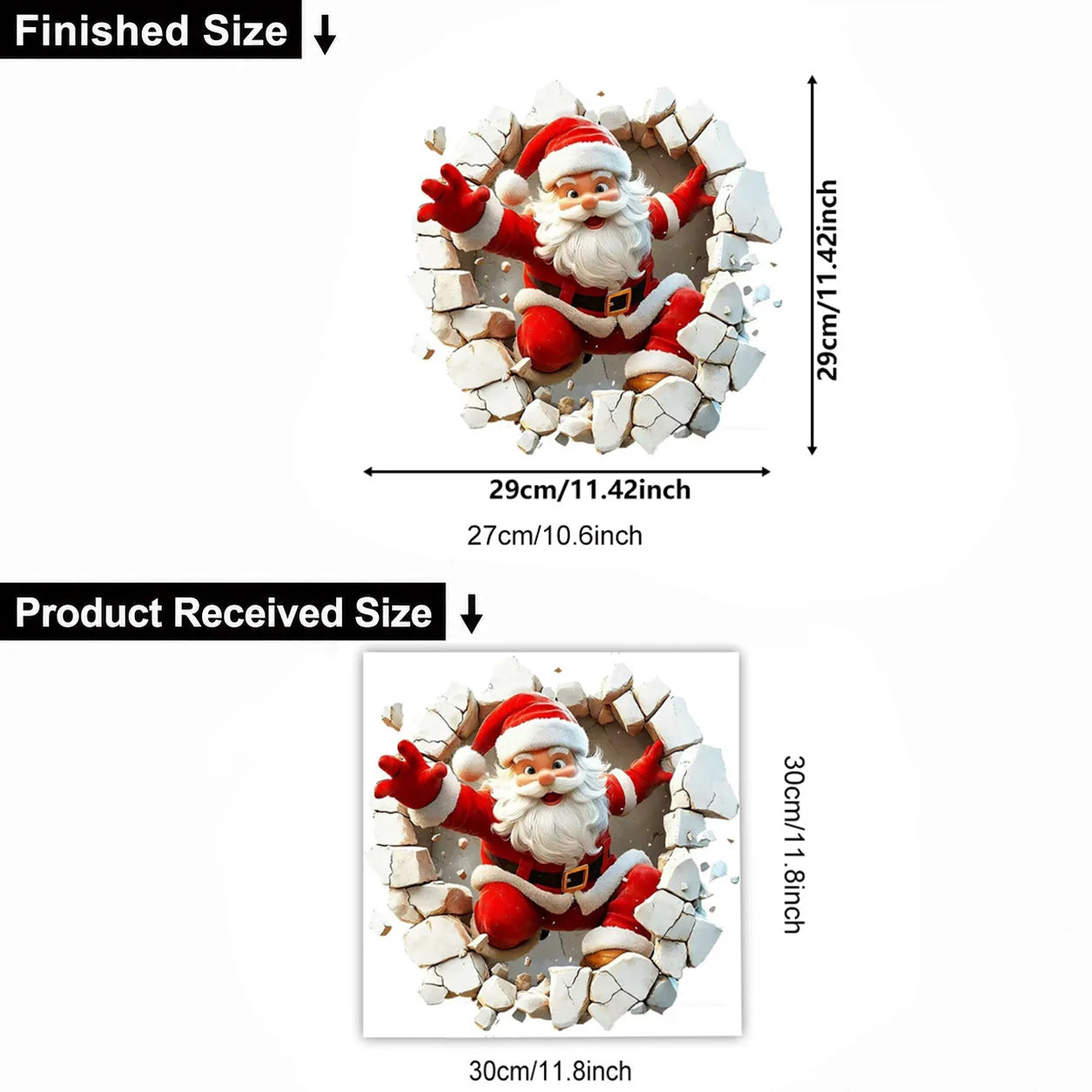 3D Christmas Santa Wall Decals – 5 Pack