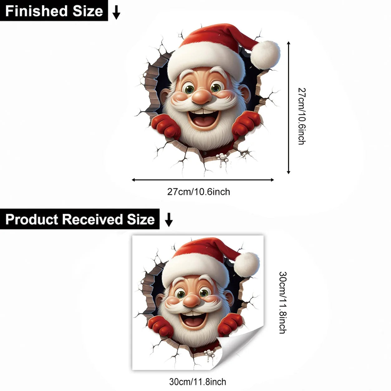 3D Christmas Santa Wall Decals – 5 Pack