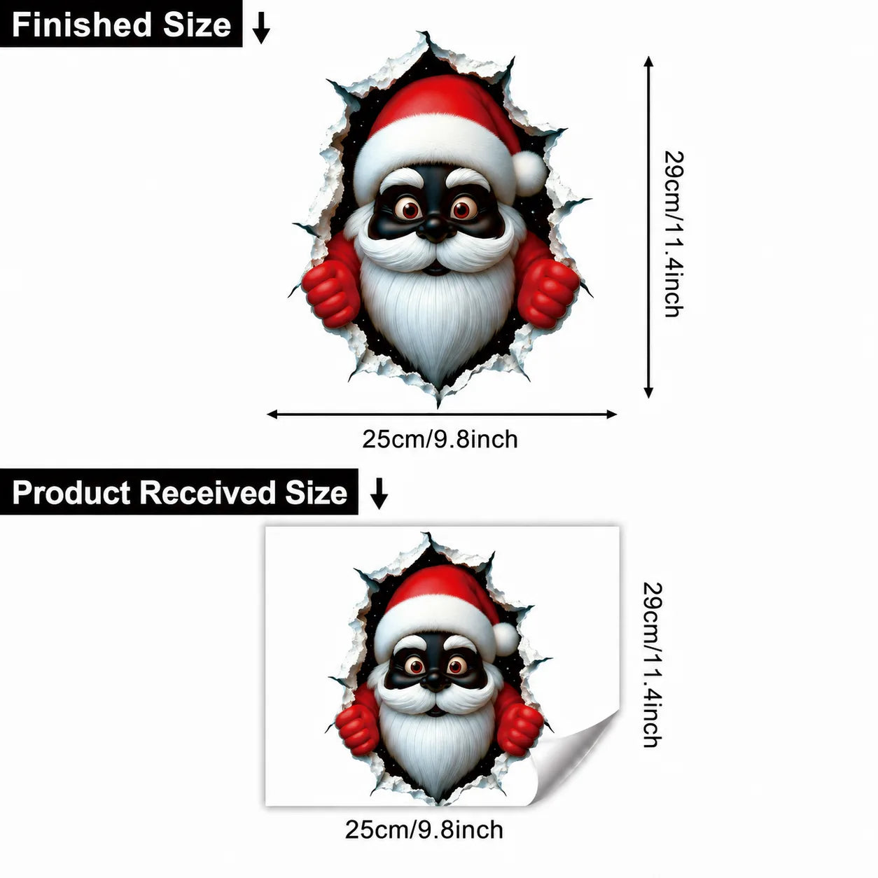 3D Christmas Santa Wall Decals – 5 Pack
