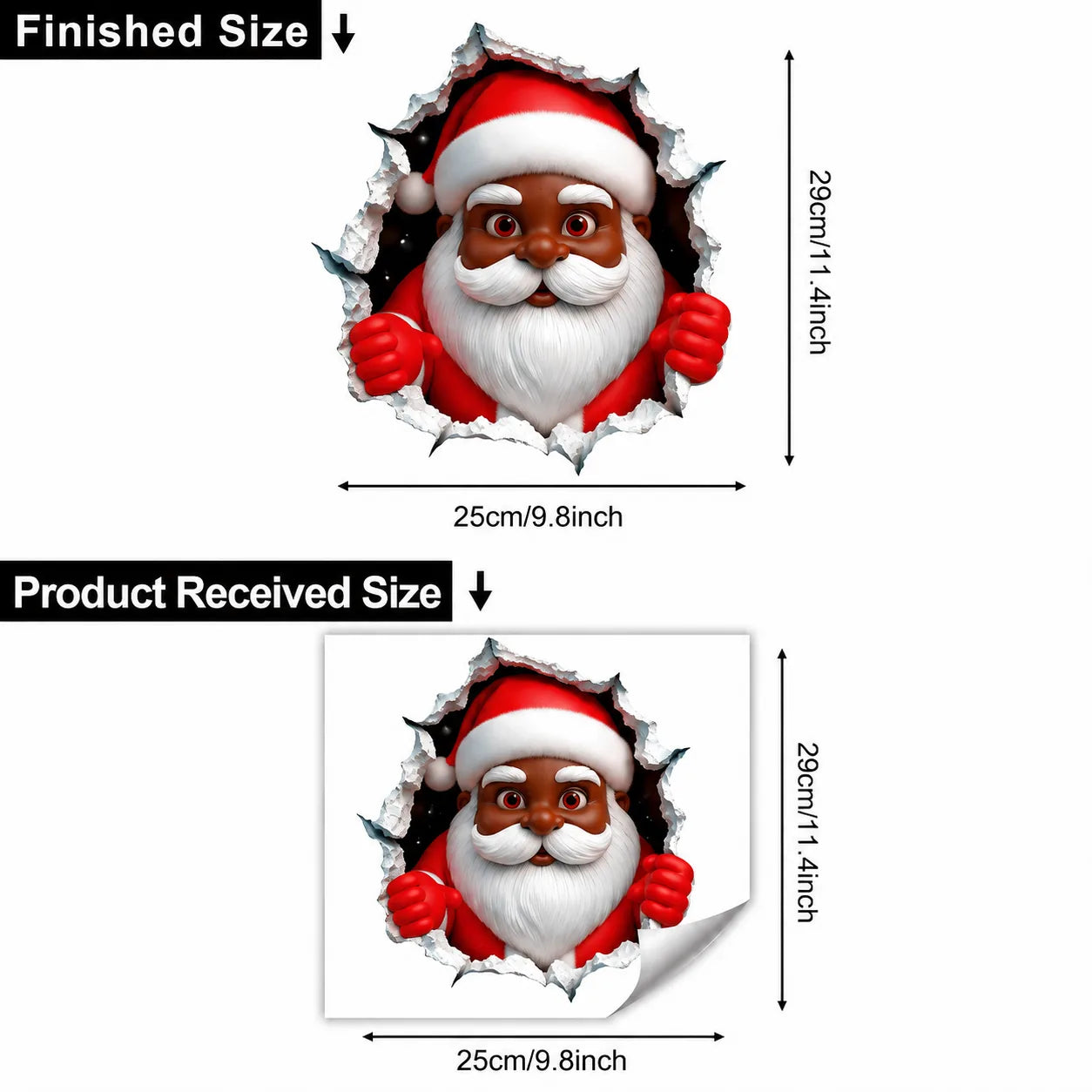 3D Christmas Santa Wall Decals – 5 Pack