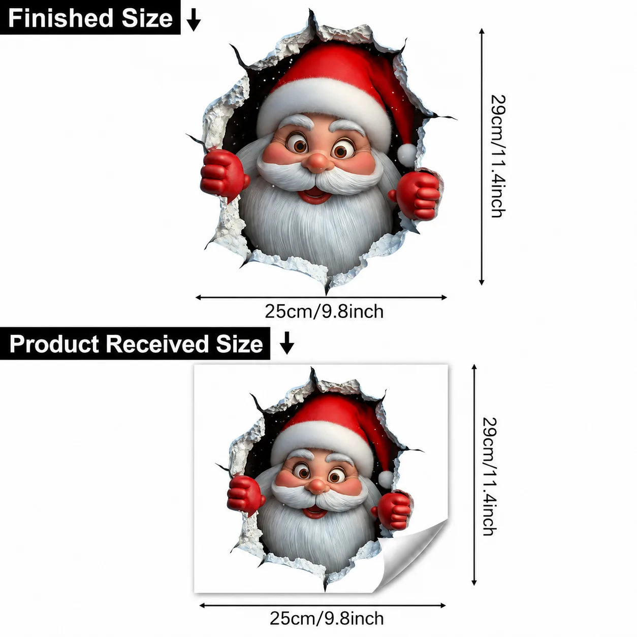 3D Christmas Santa Wall Decals – 5 Pack