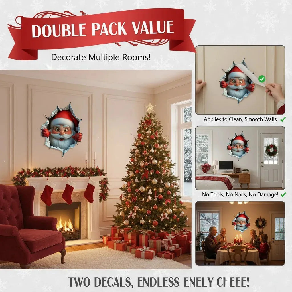 3D Christmas Santa Wall Decals – 5 Pack – product image 2