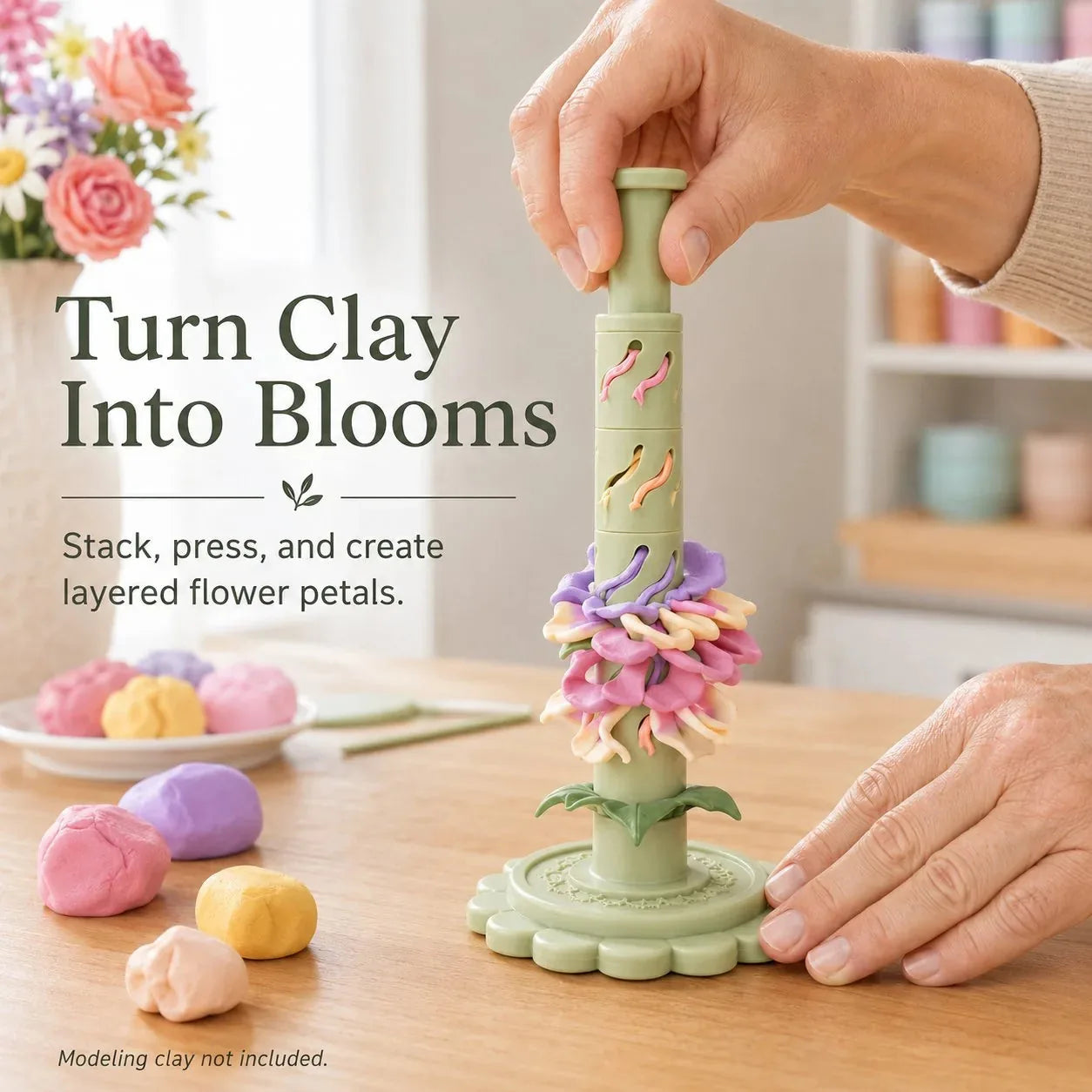 Modular Clay Flower Maker with 9 Shaping Sleeves – product image 1