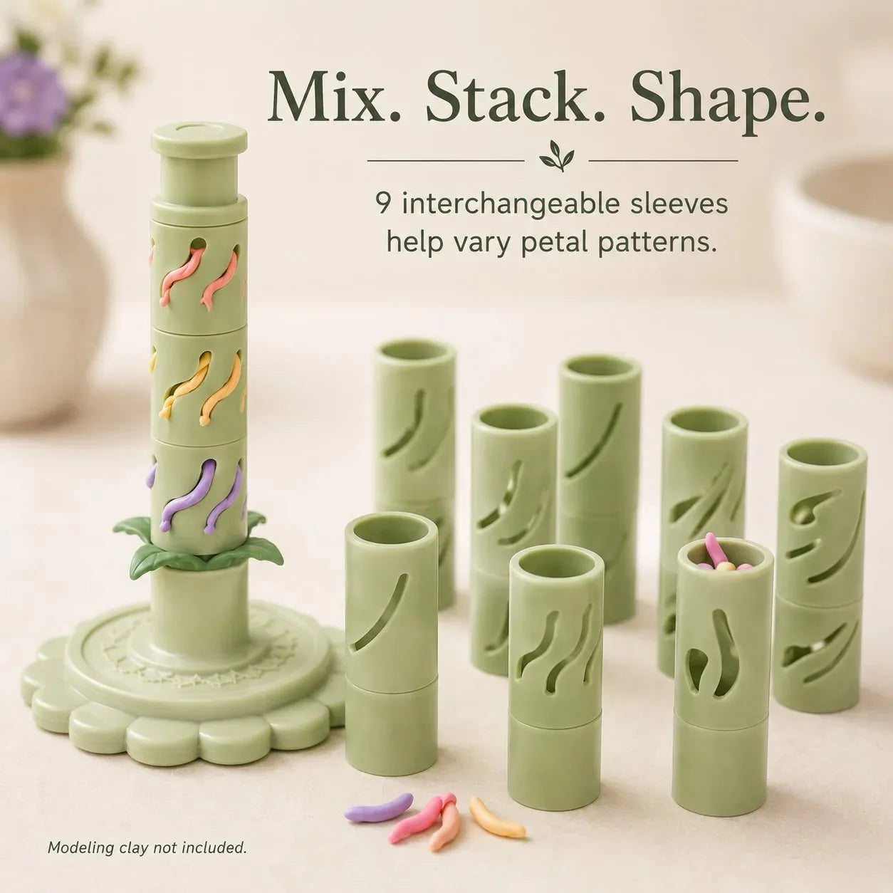 Modular Clay Flower Maker with 9 Shaping Sleeves – product image 3