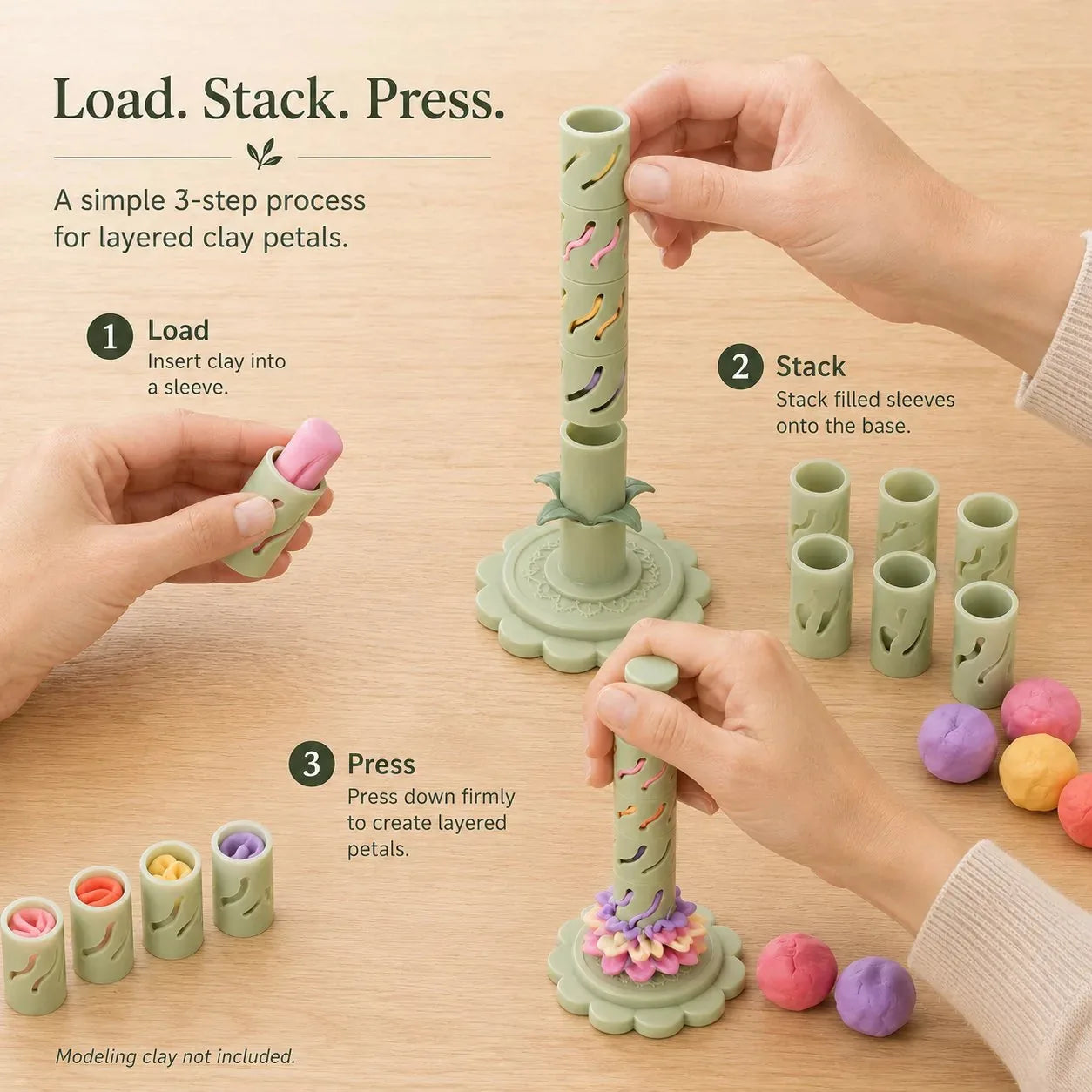 Modular Clay Flower Maker with 9 Shaping Sleeves – product image 4