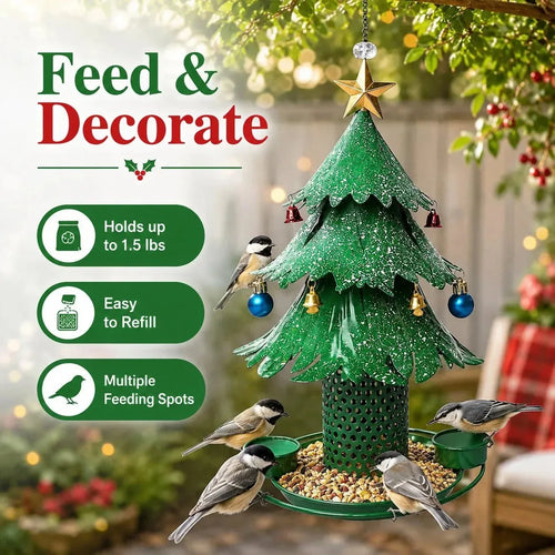Christmas Tree Bird Feeder with Snowy Bells – product image 1