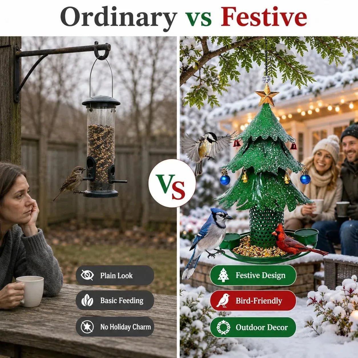 Christmas Tree Bird Feeder with Snowy Bells – product image 3