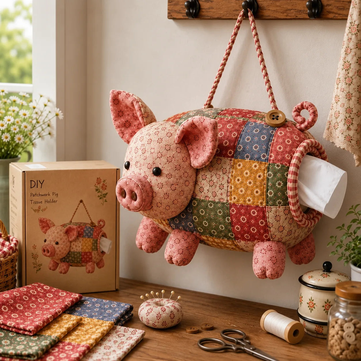 DIY Patchwork Animal Tissue Box Cover Sewing Kit – product image 1