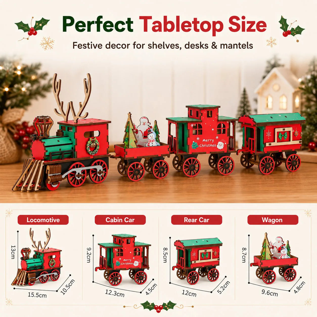 DIY Christmas Wooden Train 3D Puzzle Kit – product image 7