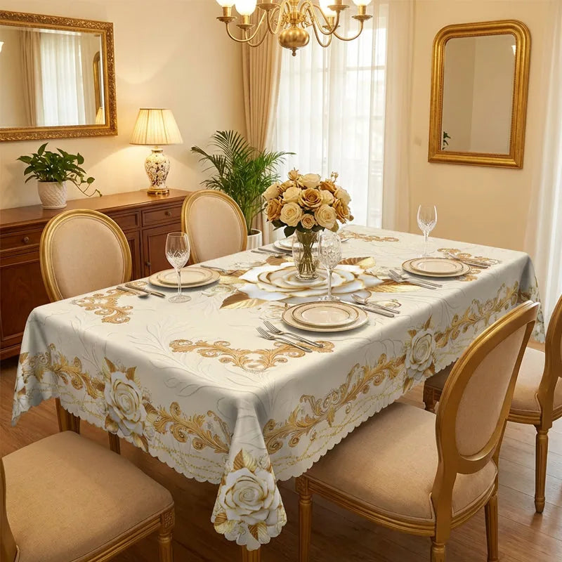 Water-Resistant Gold Rose Tablecloth – product image 1