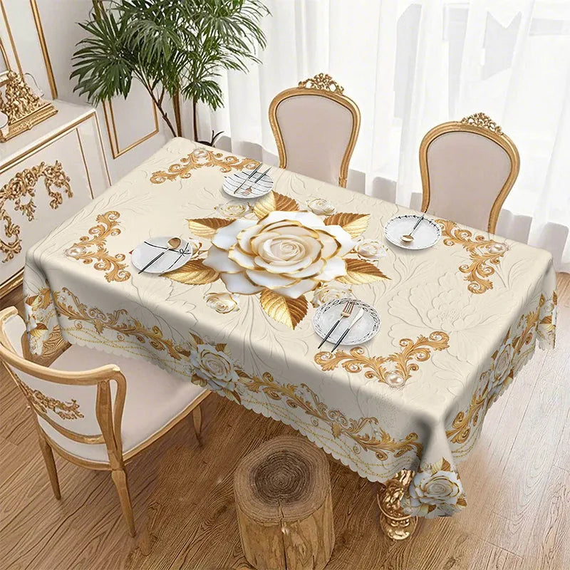 Water-Resistant Gold Rose Tablecloth – product image 3