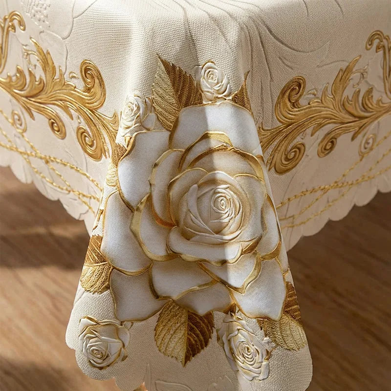 Water-Resistant Gold Rose Tablecloth – product image 4