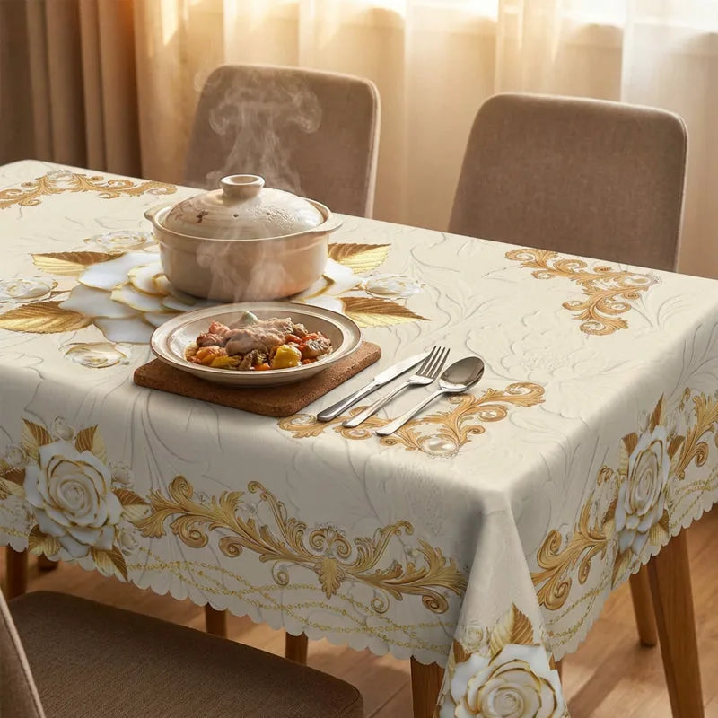 Water-Resistant Gold Rose Tablecloth – product image 5