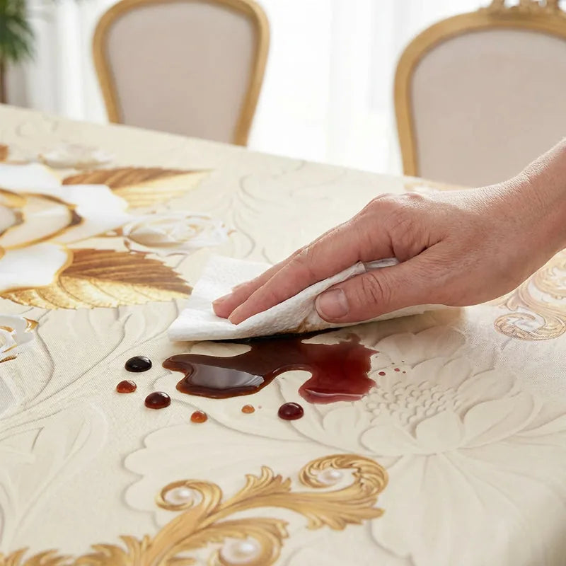 Water-Resistant Gold Rose Tablecloth – product image 6