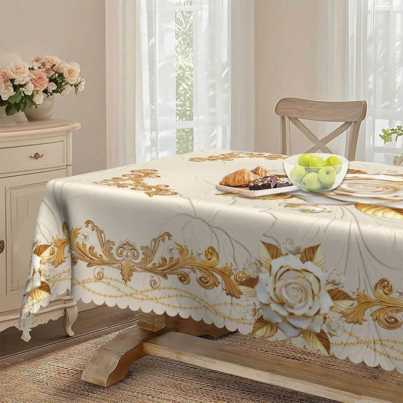 Water-Resistant Gold Rose Tablecloth – product image 7