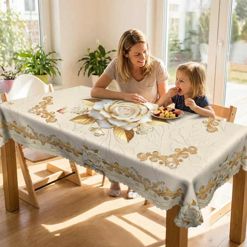 Water-Resistant Gold Rose Tablecloth – product image 8