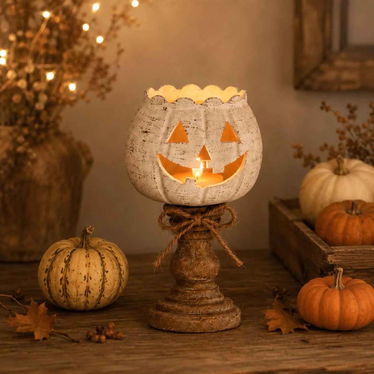 White Pumpkin Tealight Candle Holder – product image 1