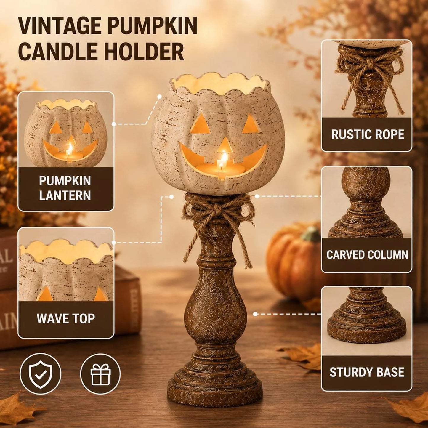 White Pumpkin Tealight Candle Holder – product image 3