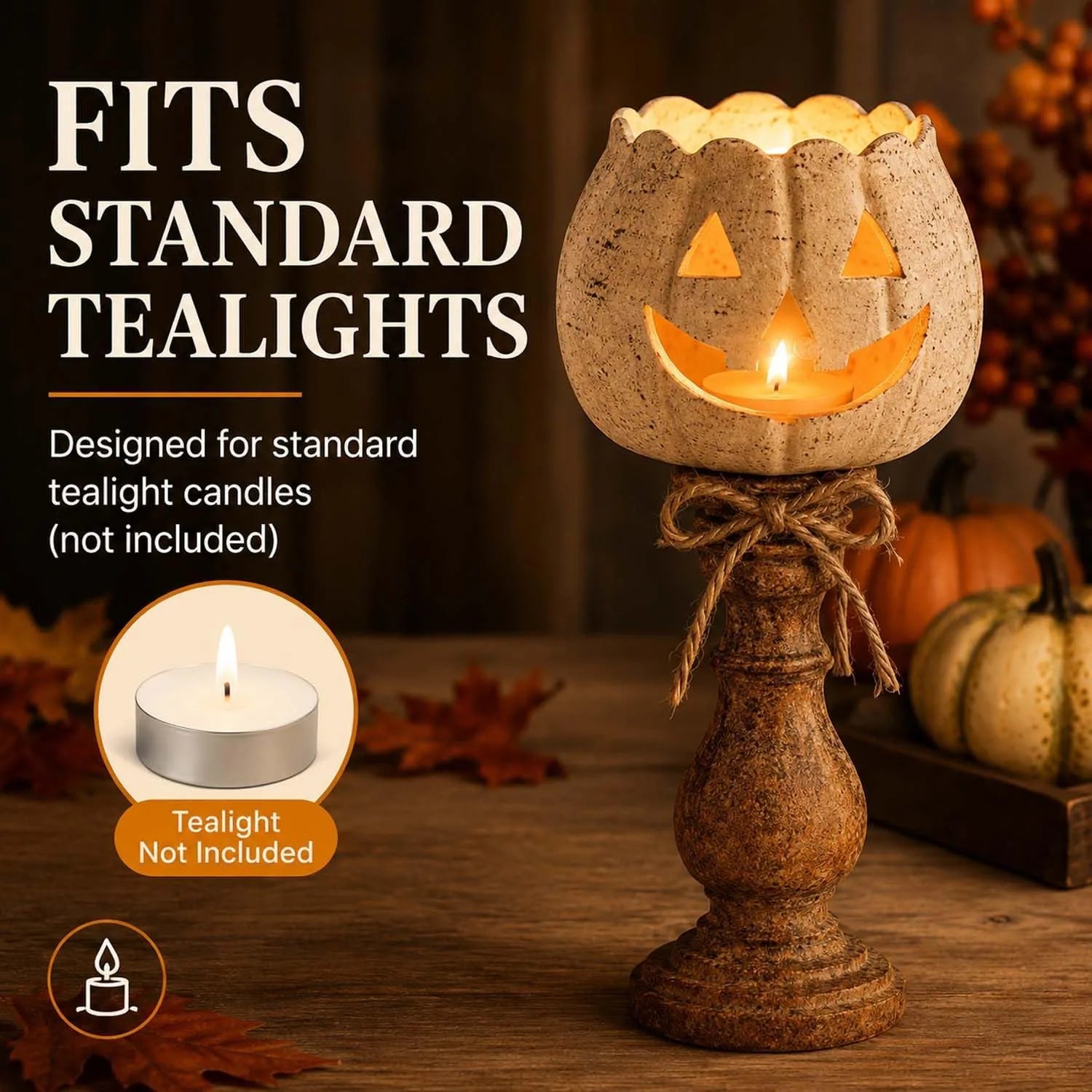 White Pumpkin Tealight Candle Holder – product image 5