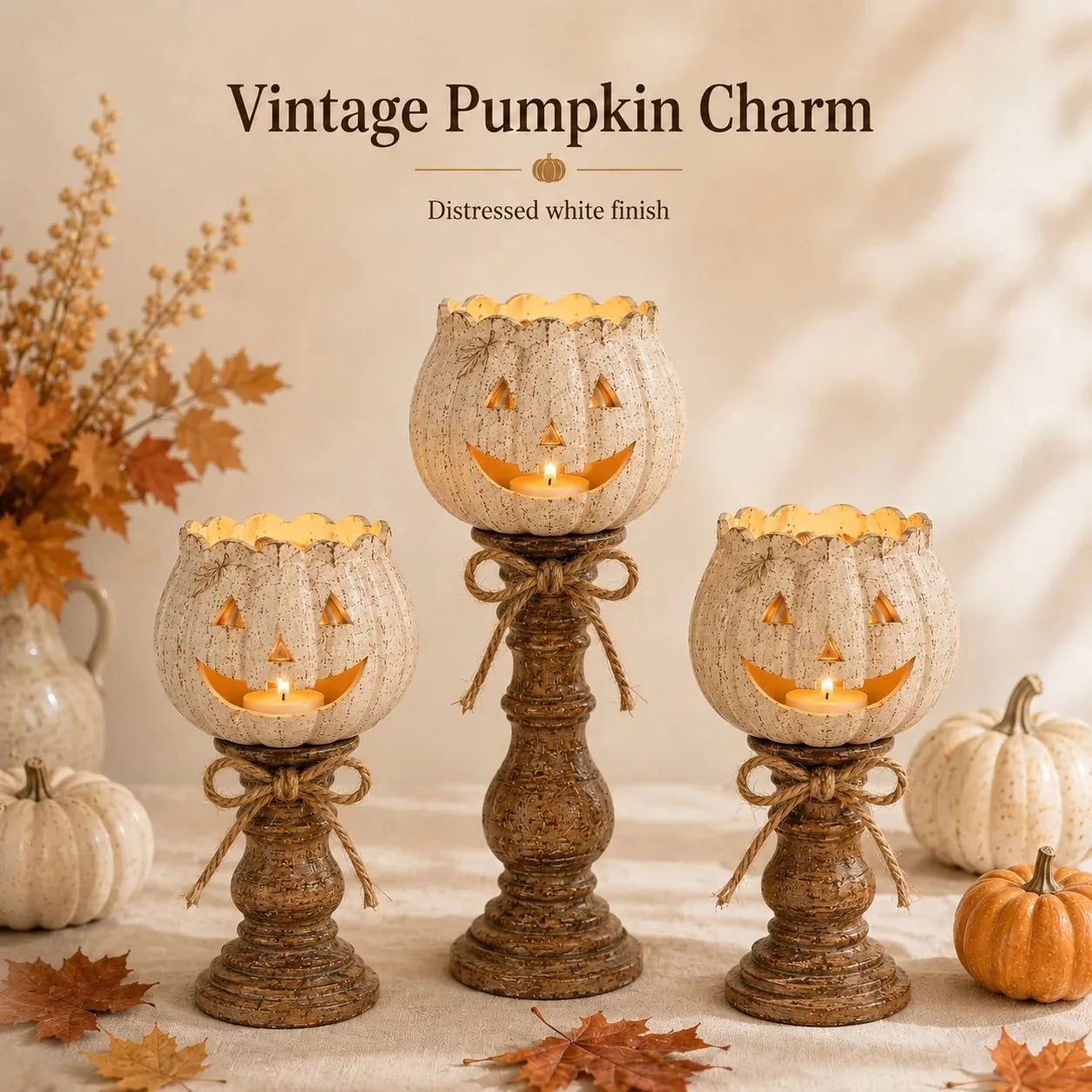 White Pumpkin Tealight Candle Holder – product image 8