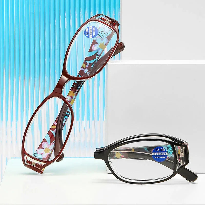 Foldable Floral Reading Glasses with Protective Case