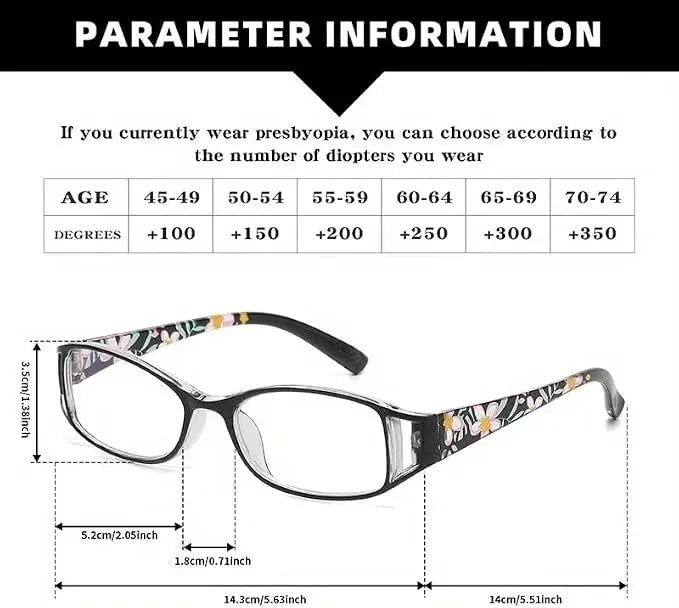 Foldable Floral Reading Glasses with Protective Case