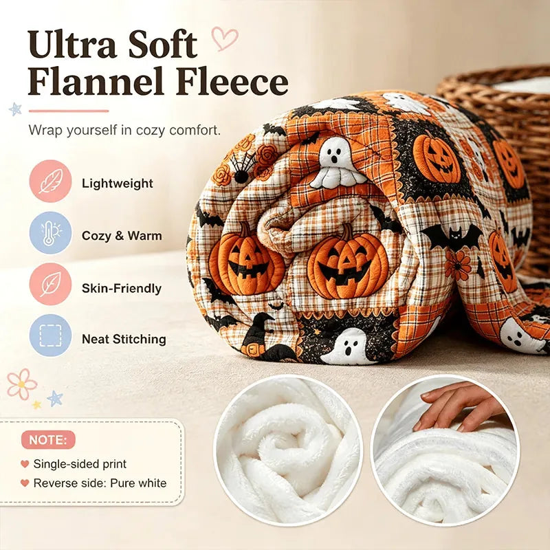 Halloween Pumpkin Flannel Throw Blanket – product image 2
